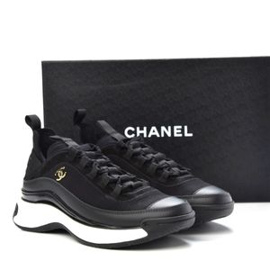 Chanel Velvet Calfskin Mixed Fibers Black Sneakers 7.5